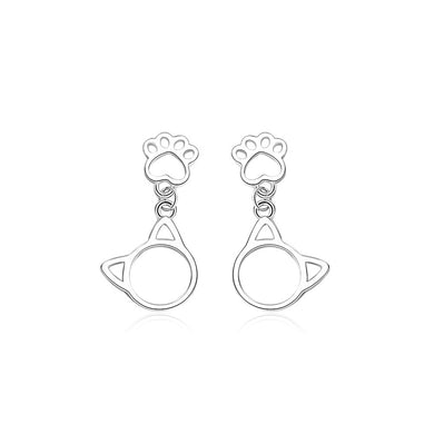 925 Sterling Silver Simple and Cute Hollow Cat Claw Earrings