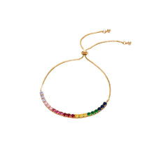Load image into Gallery viewer, Fashion Simple Plated Gold Geometric Colorful Cubic Zirconia Adjustable Bracelet