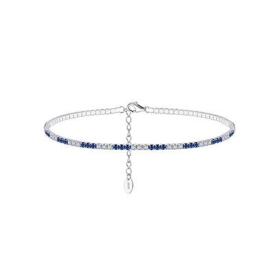 925 Sterling Silver Fashion Temperament Geometric Blue Cubic Zirconia Anklet