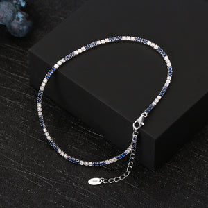 925 Sterling Silver Fashion Temperament Geometric Blue Cubic Zirconia Anklet