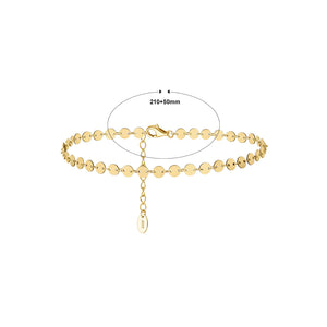 925 Sterling Silver Plated Gold Fashion Simple Disc Geometric Anklet