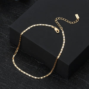 925 Sterling Silver Plated Gold Simple Fashion Geometric Anklet