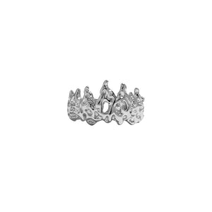 925 Sterling Silver Fashion Personality Irregular Crown Lava Texture Geometric Adjustable Open Ring