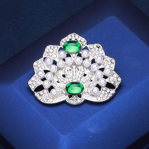 Fashion and Elegant Crown Imitation Pearl Brooch with Cubic Zirconia