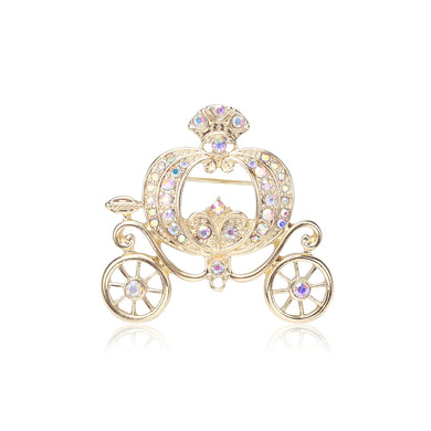 Fashion Personality Plated Gold Pumpkin Car Brooch with Cubic Zirconia