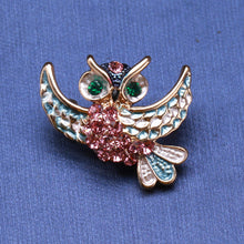 Load image into Gallery viewer, Fashion Lovely Plated Gold Owl Brooch with Pink Cubic Zirconia