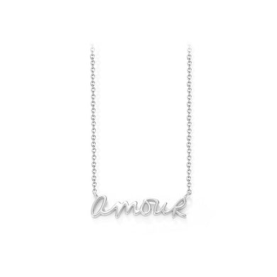 925 Sterling Silver Fashion Romantic French Amour Alphabet Pendant with Necklace
