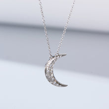 Load image into Gallery viewer, 925 Sterling Silver Fashion Simple Moon Pendant with Cubic Zirconia and Necklace