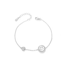 Load image into Gallery viewer, 925 Sterling Silver Simple Cute Smiley Geometric Heart Bracelet with Cubic Zirconia