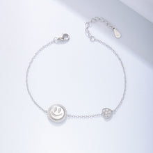 Load image into Gallery viewer, 925 Sterling Silver Simple Cute Smiley Geometric Heart Bracelet with Cubic Zirconia