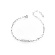 Load image into Gallery viewer, 925 Sterling Silver Simple Temperament Geometric Bar Bracelet with Cubic Zirconia