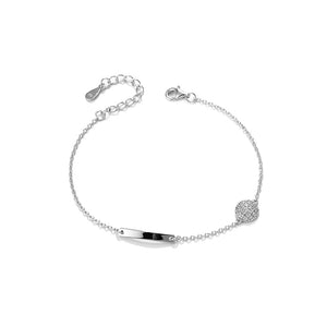 925 Sterling Silver Simple Fashion Round Bar Geometric Bracelet with Cubic Zirconia