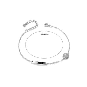 925 Sterling Silver Simple Fashion Round Bar Geometric Bracelet with Cubic Zirconia