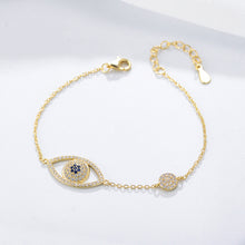Load image into Gallery viewer, 925 Sterling Silver Plated Gold Simple Personality Devil&#39;s Eye Bracelet with cubic Zirconia