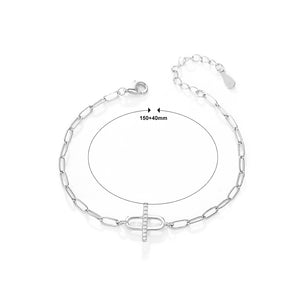 925 Sterling Silver Simple Temperament Hollow Geometric Bracelet with Cubic Zirconia