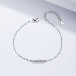 925 Sterling Silver Simple Fashion Geometric Bar Cubic Zirconia Bracelet