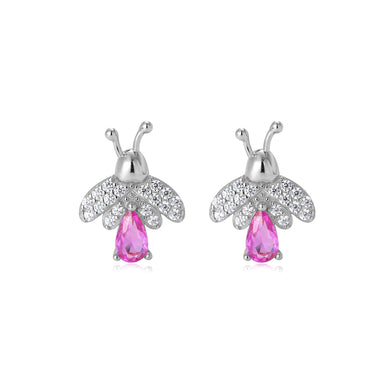 925 Sterling Silver Bright Lovely Bee Stud Earrings with Cubic Zirconia