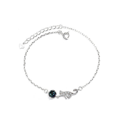 925 Sterling Silver Fashion Temperament Planet Cat Bracelet with Cubic Zirconia