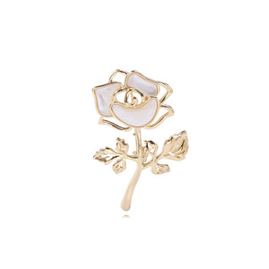 Fashion Romantic Plated Gold Rose Flower Shell Brooch