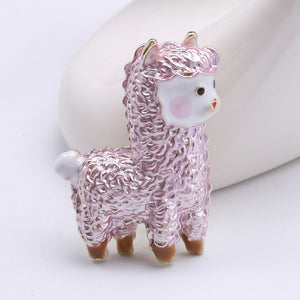 Fashion Lovely Plated Gold Enamel Pink Sheep Brooch