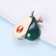 Load image into Gallery viewer, Simple and Sweet Plated Gold Enamel Avocado Brooch
