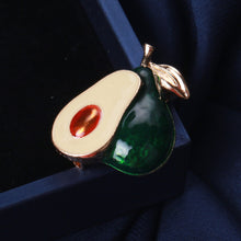 Load image into Gallery viewer, Simple and Sweet Plated Gold Enamel Avocado Brooch