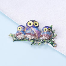 Load image into Gallery viewer, Fashion Brilliant Plated Gold Enamel Owl Brooch with Cubic Zirconia