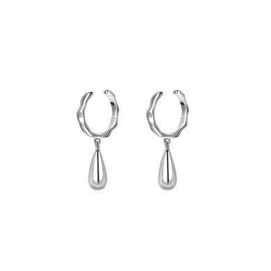 925 Sterling Silver Simple Personality Water Drop Shaped Geometric Circle Ear Clips