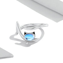 Load image into Gallery viewer, 925 Sterling Silver Simple Temperament Cat Moonstone Adjustable Open Ring