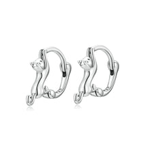 Load image into Gallery viewer, 925 Sterling Silver Simple Cute Cat Geometric Circle Earrings