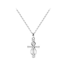 Load image into Gallery viewer, 925 Sterling Silver Fashion Temperament Cross Infinity Symbol Pendant with Cubic Zirconia and Necklace