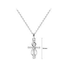 Load image into Gallery viewer, 925 Sterling Silver Fashion Temperament Cross Infinity Symbol Pendant with Cubic Zirconia and Necklace