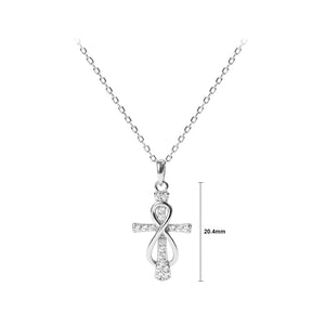 925 Sterling Silver Fashion Temperament Cross Infinity Symbol Pendant with Cubic Zirconia and Necklace