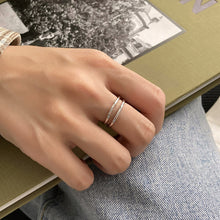 Load image into Gallery viewer, 925 Sterling Silver Simple Temperament Line Double Layer Geometric Adjustable Open Ring