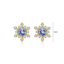 Load image into Gallery viewer, 925 Sterling Silver Plated Gold Simple Fashion Snowflake Stud Earrings with Cubic Zirconia