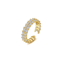 Load image into Gallery viewer, Brilliant Fashion Plated Gold Double Row Cubic Zirconia Geometric Adjustable Open Ring