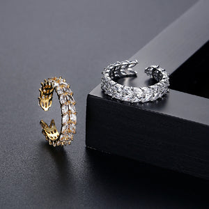 Brilliant Fashion Plated Gold Double Row Cubic Zirconia Geometric Adjustable Open Ring