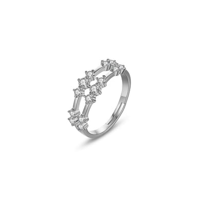 Fashion Simple Hollow Geometric Adjustable Ring with Cubic Zirconia