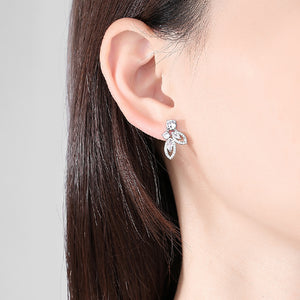 Fashion Temperament Leaf Geometric Stud Earrings with Cubic Zirconia