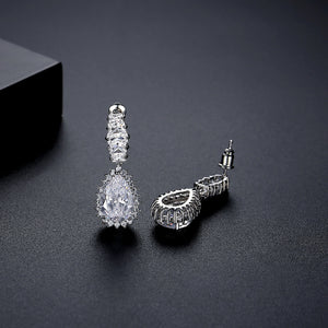Elegant Sparkling Water Drop Geometric Earrings with Cubic Zirconia