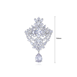Fashion Temperament Geometric Floral Brooch with Cubic Zirconia