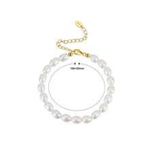 Load image into Gallery viewer, 925 Sterling Silver Plated Gold Oval Irregular Freshwater Pearl Beaded Bracelet