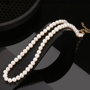 925 Sterling Silver Plated Gold Fashion Elegant Irregular Freshwater Pearl Beaded Necklace