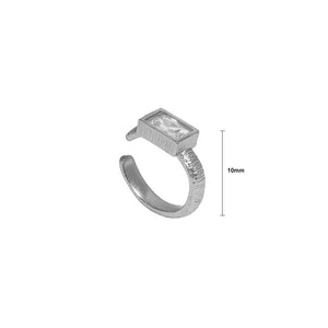 925 Sterling Silver Simple Fashion Geometric Square White Cubic Zirconia Single Ear Clip