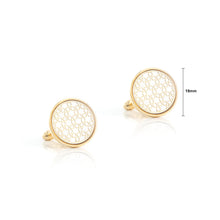 Load image into Gallery viewer, Fashion Temperament Plated Gold Hollow Pattern Geometric Round Cufflinks