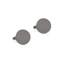Load image into Gallery viewer, Fashion Simple Plated Black Pattern Geometric Round Cufflinks