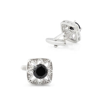Load image into Gallery viewer, Fashion Temperament Hollow Star Black Cubic Zirconia Geometric Square Cufflinks