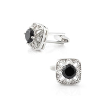 Load image into Gallery viewer, Fashion Temperament Hollow Star Black Cubic Zirconia Geometric Square Cufflinks