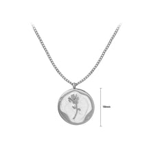 Load image into Gallery viewer, Fashion Elegant 316L Stainless Steel Rose Pattern Geometric Round Pendant with Necklace