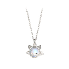 Load image into Gallery viewer, 925 Sterling Silver Fashion Elegant Cat Moonstone Pendant with Cubic Zirconia and Necklace